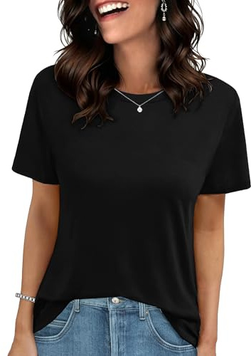 GAYHAY Black T Shirts for Women - Short Sleeve Spring Summer Tops Soft Basic Tees Beach Vacation Clothes for Casual 2026