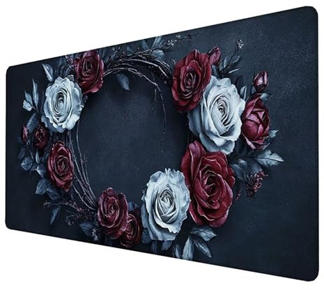 Alfombrilla Ratón, Protector Escritorio, Gaming Mouse, Tapete Escritorio, Mouse Pad XXL, Alfombrilla Raton, Mouse Mat, Alfombrilla Escritorio, Alfombrilla Gaming (Flor) (1000x500x3mm) (Negro) 9-6-5