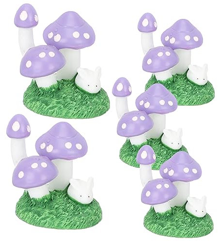 BESPORTBLE 5St Pilz-Verzierung Pilz-Terrarium Garten Pilze Outdoor-Dekoration Pilzzeug Miniatur Mini-Pilz tierfiguren Cute Decoration gartendeko Handwerk aus pilzharz Pilzharzhandwerk Violett