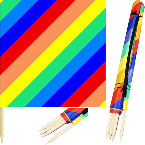 Pullmer Windschutz Strand 12m, Sichtschutz für Strand, Garten und Camping, Strandwindschutz, Strandzaun (Regenbogen)