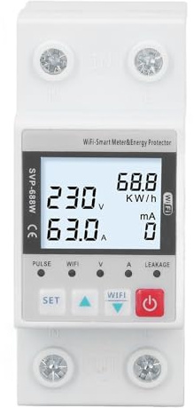 Protector de Sobretensión y Subtensión WiFi, 230V 50Hz 60Hz, Control Remoto, 63A, Voltaje Ajustable, Estabilizador