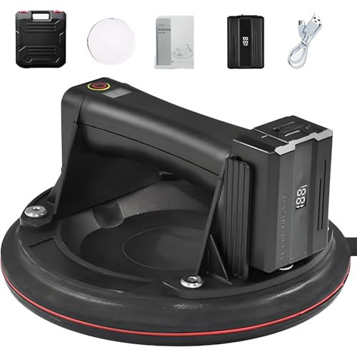 XoTiq Ventosa eléctrica de vacío, 440 Libras de Capacidad de Carga, Ventosa eléctrica de vacío con batería 2400mAh, Ventosa de Vidrio para Granito, Azulejos, Vidrio de elevación