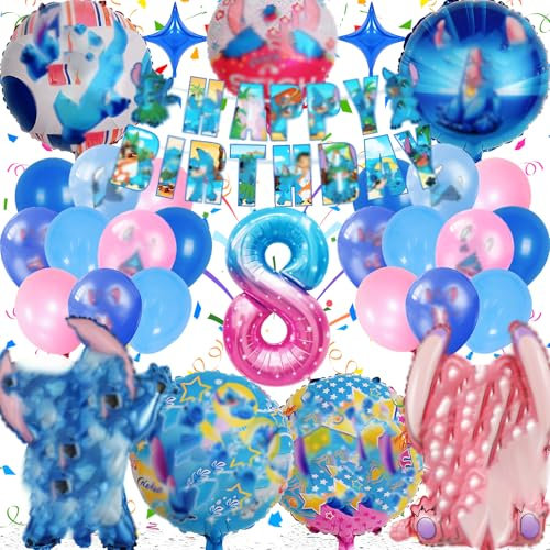 Decoración de cumpleaños de 8 años, decoración de cumpleaños, artículos de fiesta, globo, bandera de cumpleaños, Frotox Lil Globos de cumpleaños, decoración de fiesta, temática para niños