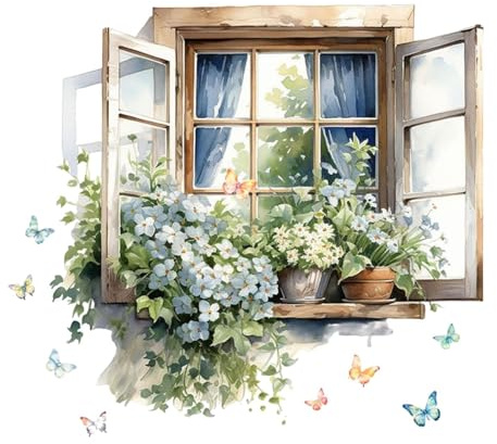 XLWLLNJ Adesivi Murali con Finestre Finte, Finestre Finte Apribili per La Decorazione