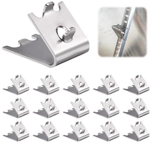 LEONTOOL 920158 Refrigerator Shelf Clips, 16 Pack Freezer Shelf Clips, Stainless Steel Freezer Cooler Shelves Support Clip, Commercial Fridge Replacement Rack Clip Buckle for Square Slotted Pilasters