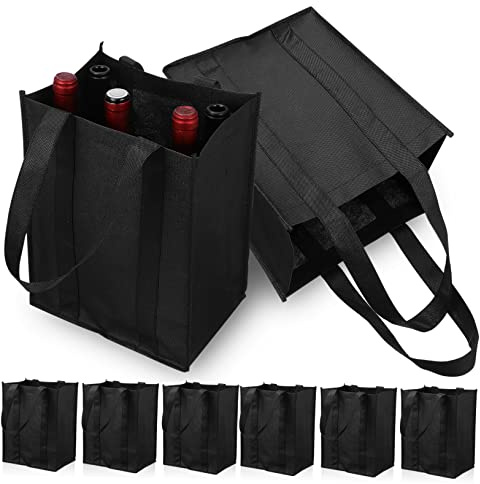 SOIMISS 6pièces Porte-vin Tissu Non Tissé avec Séparateur Flexible Contenant Transport Bouteilles Réutilisable pour Vin Bière Whisky Isolant pour Pique-fête Et Voyage