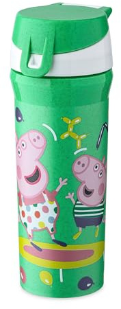 Koziol STAN 0,5 PEPPA PIG POP Trinkflasche 500 ml | für Kinder | biozirkulärer Kunststoff, robust, leicht, wiederverwendbar, spülmaschinengeeignet | Schule, Kindergarten, Kita (organic spring green)