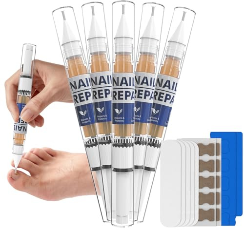 iKeener Nail Care Pen, 5 Stück Nagelpflegestift mit Natürlichen Zutaten, Nagelöl Stift für Gebrochene, Verfärbte und Beschädigte Zehennägel und Fingernägel