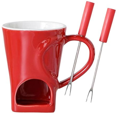 perfk Schokoladenfonduebecher, Fonduewärmer, Schokoladenschmelzer, Bonbontopf mit Gabel für Hochzeiten, Tapas, Geburtstagsfeiern und Snacks