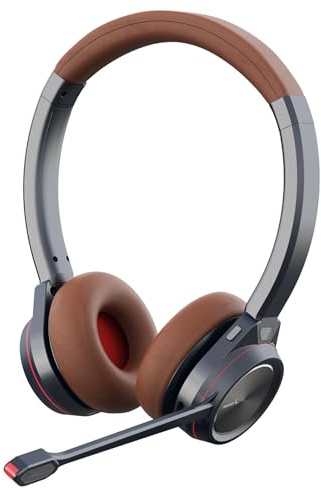 MAIRDI Wireless Headset with Mic, Bluetooth Headset with Microphone Noise Canceling, On Ear Headphone 40hrs Working Time for Computer Teams Zoom Office Call Center