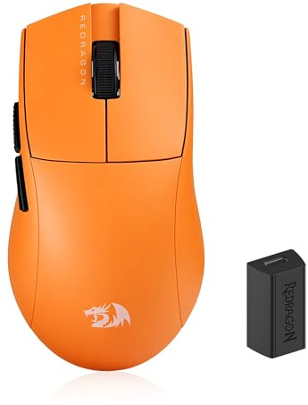 Redragon M916 ULT Wireless 8K Polling Rate Gaming Mouse, 54G Ultra-Lightweight 30,000 Max DPI Gaming Mice w/Ergonomic Natural Grip Build, Full Programmable Buttons, Orange