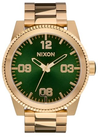 Nixon Corporal Herren Armbanduhr 48 mm Silber Grau, Quarz Analog Uhr mit Edelstahlgehäuse und Edelstahlarmband, 10 bar wasserdicht, A346-2691-00