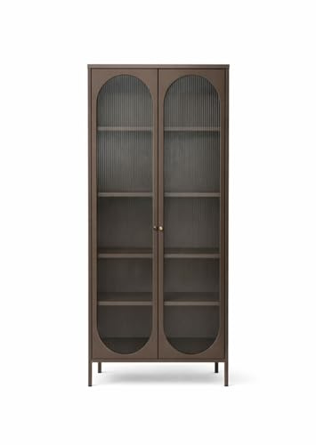 Endorphin Schrank Lima – Moderner Stahlschrank mit Riffelglas (Braun)
