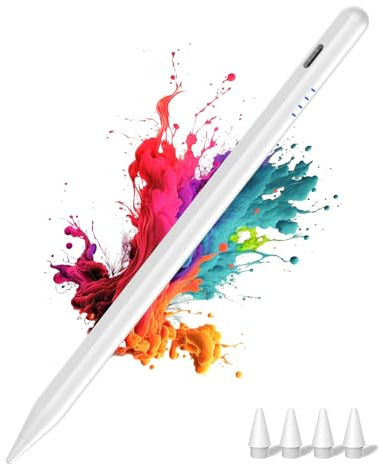 iPad Stift für Apple iPad 2018-2026 mit Fast Charging/Palm Rejection | Neigungssensitivität,Tablet Pencil für iPad A16 11/10/9/8/7/6, Pro M5/M4/12.9/11, Air M4/M3/M2/5/4/3, Mini 6/5-Weiß
