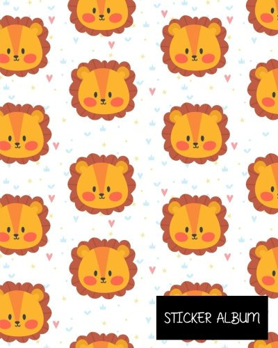 Sticker Album: Blank Sticker Book Lion Theme 8x10