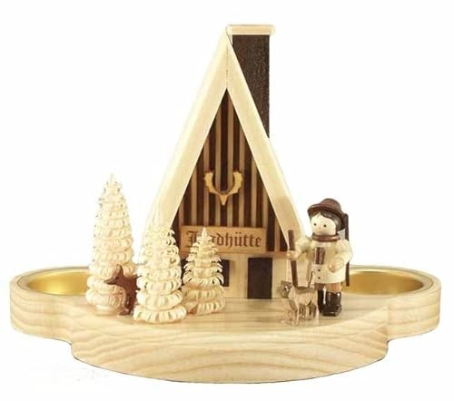 Rudolphs Schatzkiste Räucherhaus Jagdhütte mit Teelichter BxHxT 17x12x10,5cm NEU Rauchen Rauchfigur Rauchmann Räucherfigur Räucherkerze Smoker Kerze Figur Mann Holz Seiffen Erzgebirge Holz Schnee