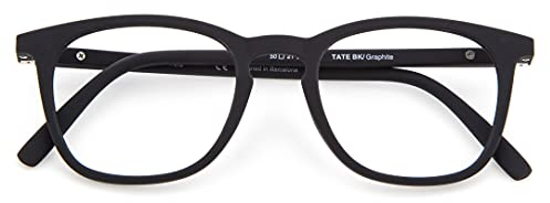 DIDINSKY Blaulichtfilter Brille für Damen und Herren. Blaufilter Brille mit stärke oder ohne sehstärke für Gaming oder Pc. Gummi-Touch-Tempel und Blendschutzgläser. Graphite +3.0 – TATE