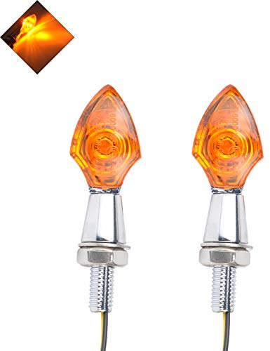 NATGIC 2 STÜCKE Universal Metal Arrow Mini Blinker Motorrad Blinker Blinker Bernstein Licht für Yamaha Honda Suzuki Kawasaki (Silbergehäuse + Gelbe Linse)