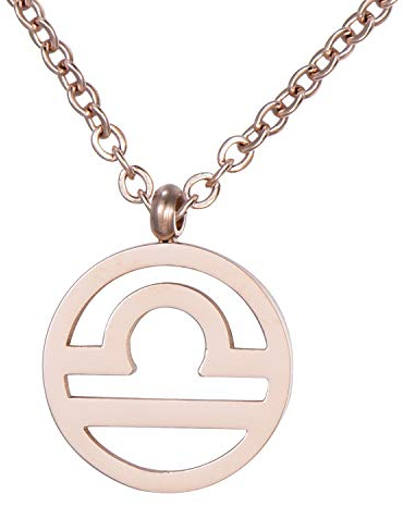 Morella Damen Halskette Sternzeichen Waage Edelstahl Rosegold im Samtbeutel