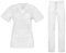B-well Cesare Uniforme Sanitaria Donna e Uomo Unisex Set con Camice e Pantalone, Bianco 2XL