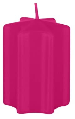 Sternkerzen Fuchsia Pink 6 x Ø 6 cm, 4 Stück, Adventskerzen, Weihnachtskerzen