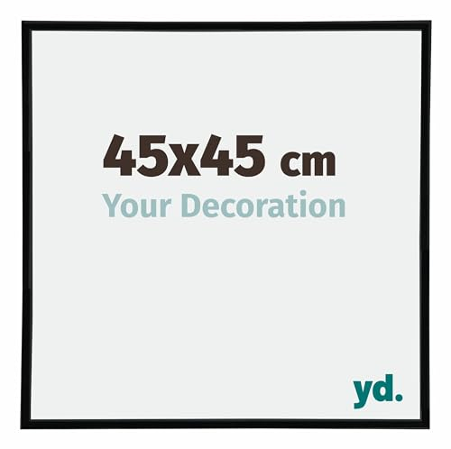 yd. Your Decoration - Bilderrahmen 45x45 cm - Schwarz Hochglanz - Bilderrahmen aus Kunststoff mit Acrylglas - Antireflex - Rahmen 45x45 cm - Annecy