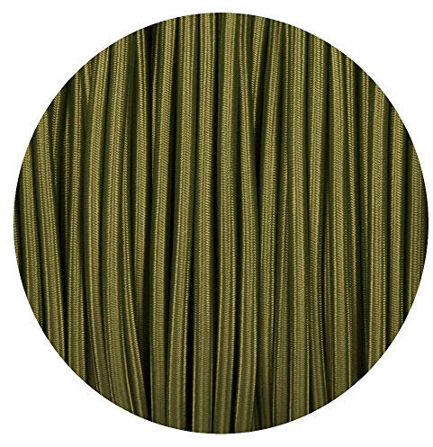 LEDSONE 1M/3.28FT Vintage Braided Flex Cable, 2 Core Italian Braided Fabric Electrical Wire for DIY Lamps, Industrial Pendant Lights, Wall Lights, Appliances (Army Green)