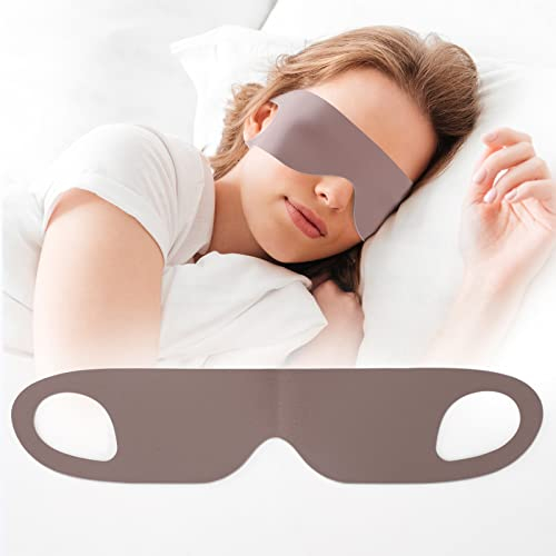 FRESHME Schlafmaske zum Aufhängen an den Ohren – Seitenschläfer, bequeme Augenbinde, Augenmaske zum Schlafen, mit Ohrenaufhängung, elastisches Band, Blockout, brauner Augenschutz