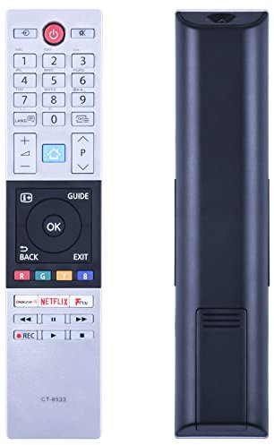 CT-8533 CT8533 RC42150 Télécommande de rechange pour TV Toshiba Full HD 4K Ultra Smart LED avec boutons de lecture Rakuten TV Netflix – Aucune configuration requise