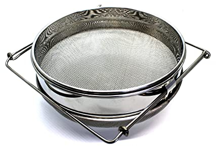 Passoire à miel extensible avec double tamis. Filtre à maille fine pour miel, extensible en acier inoxydable, pour confiture, poudre, huile
