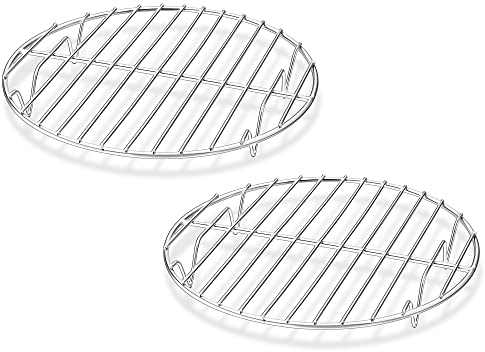 Joyfair Abkühlgitter Rund 2er Set, Edelstahl Kuchengitter Auskühlgitter Set, Backgitter zum Backen Kochen Kühlen Dämpfen, Gesund & Langlebig, Ofen- und Spülmaschinenfest, Metall Silber - 19cm
