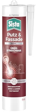Sista Pattex Putz & Fassade Acryl, wetterfeste Dichtmasse zur Rissabdichtung, Fugenfüller für viele Materialien*, Fugenmasse für Außenfassaden, 1x280ml Kartusche, altweiß
