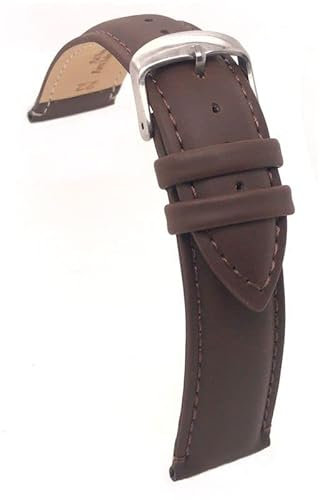 diloy Uhrenarmband aus Gefettetem Kalbsleder – Klassischer Gepolsterter Stil – Edelstahlschließe – Kompatibel mit Daniel Wellington – Größen 12mm, 14mm, 16mm, 18mm, 20mm, 22mm 77 Dunkelbraun 14mm