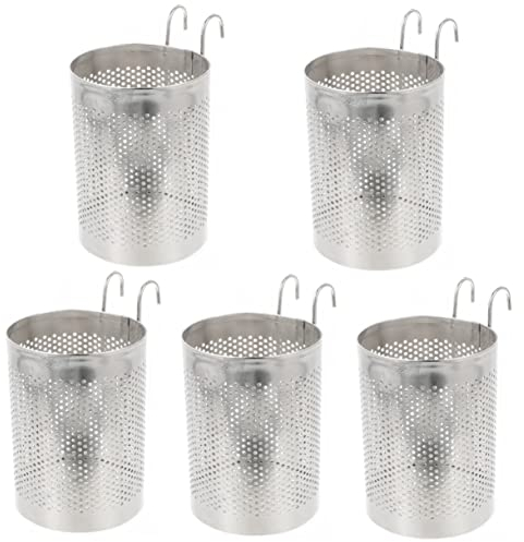 ZAANU Caja de Almacenamiento de Acero Inoxidable con escurridor Plateado, Soporte for Palillos de Acero Inoxidable, 5 uds./1040