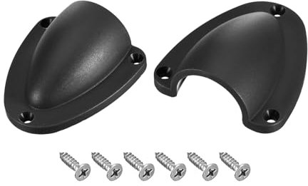 sourcing map Marine Wire Cable Vent Cover, 2Pcs - Nylon Clamshell Hose Vent Cover with Screws, Transducer Mounting Plate for Boat Yacht (Black, 2.91x2.64 Inch)