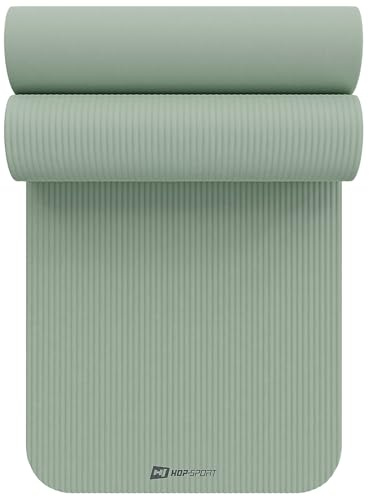 Hop-Sport Gymnastikmatte 190 x 60 cm x 1,5 cm, Sportmatte - gelenkschonend & rutschfest, Fitnessmatte aus NBR-Schaumstoff + Tragegurt- SAGE