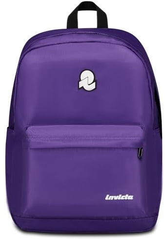 Invicta Zaino Scuola Carlson Plain Viola - Mono Scomparto Con Tasca Porta PC/Tablet e Borraccia - Per Superiori, Università e Viaggio - Ragazza/Donna