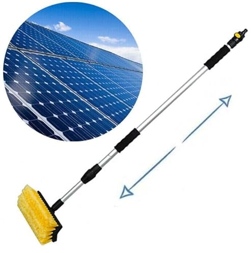 Generico Spazzolone per Lavaggio Pannelli Fotovoltaici, Scopa Telescopica Antigraffi per Pannelli Solari, Asta con Tubo ad Innesto Rapido Allungabile Fino a 1.80 Metri, con Spazzola 24x10 cm, 178423