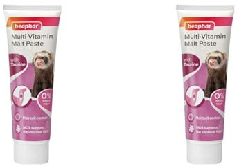 Beaphar | Multi-Vitamin Paste for Ferrets | Promotes Natural Passage of Hairballs | Prebiotic Aids Digestion | Tasty Treat with Added Vitamins & Minerals | For Ferrets of all Ages | 100g Tube