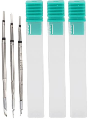 Yanmis C210 Souder en Fer Tive pour JBC Sugo Aifen Quick T210 T26 A9 Station de Soudage, 3PCS Cutter Shaped + Pointu + Bent Tip Remplacement avec Boîte de Rangement