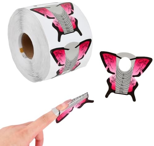 500 Stück Nagel Schablonen, Schmetterling Gel Nägel Schablonen, Rose Rot Nagelformen, Selbstklebende Nagelschablonen Verlängerung, Nail Form Stickers für Gel Nagel-Verlängerung DIY Maniküre