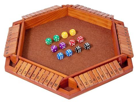 Shut The Box für 6 Spieler, Gesellschaftsspiele aus Holz, klassische Würfelbox aus Holz, Familienspiel, für Klassenzimmer, Haus, Party