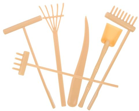 Gatuida Outils De Jardin Zen Miniatures pour Bureau Jeu De 6 Râteaux Jaunes Compacts Accessoires De Jardin Zen pour Bac à Sable pour Relaxation Et Création