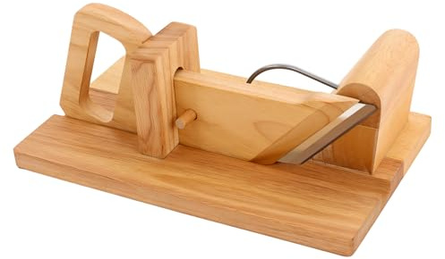 Trancheuse Saucisson Manuelle Bois, Coupe Charcuterie Acier Inoxydable, Guillotine pour Jambon et Fromage, Couteau Barbecue Apéro, Lame 420, 28.5x16.5cm