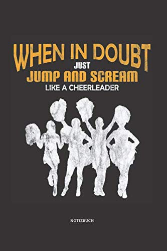 Notizbuch: Cheerleading Liniertes Notizbuch ca A5 für Notizen, Skizzen, Zeichnungen, Formeln, als Kalender oder zum Lernen; breites Linienraster; Motiv: Jubel, Jubeltänzer & Cheerleader