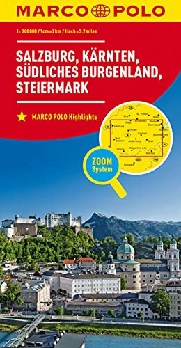 MARCO POLO Regionalkarte Österreich 02 Salzburg, Kärnten, Steiermark 1:200.000: mit südlichem Burgenland