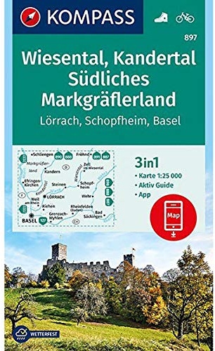 KOMPASS Wanderkarte Wiesental, Kandertal, Südliches Markgräflerland: 3in1 Wanderkarte 1:25000 mit Aktiv Guide inklusive Karte zur offline Verwendung ... (KOMPASS-Wanderkarten, Band 897)