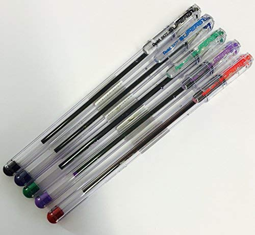 Pentel BK77 Superb Kugelschreiber – 0,7 mm Spitze, – Schwarz, Blau, Rot, Grün, Violett 5er-Pack