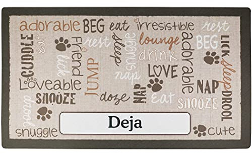 Drymate Napperon personnalisé pour gamelle pour animal de compagnie, tapis d'alimentation personnalisé pour chien et chat – Tissu absorbant, dos imperméable – Lavable en machine/durable (fabriqué aux