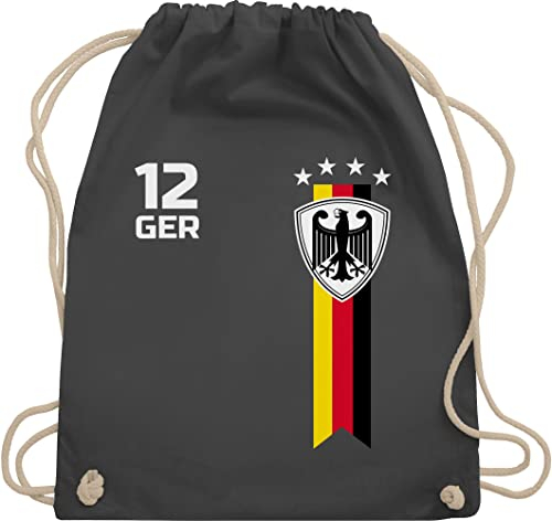 Turnbeutel Rucksack - WM Fan Deutschland - Unisize - Dunkelgrau - turn beutel fanartikel em fußball europameisterschaft deutschen beuteltasche 2024 fu ball deutscher kinderbeutel fussball em24
